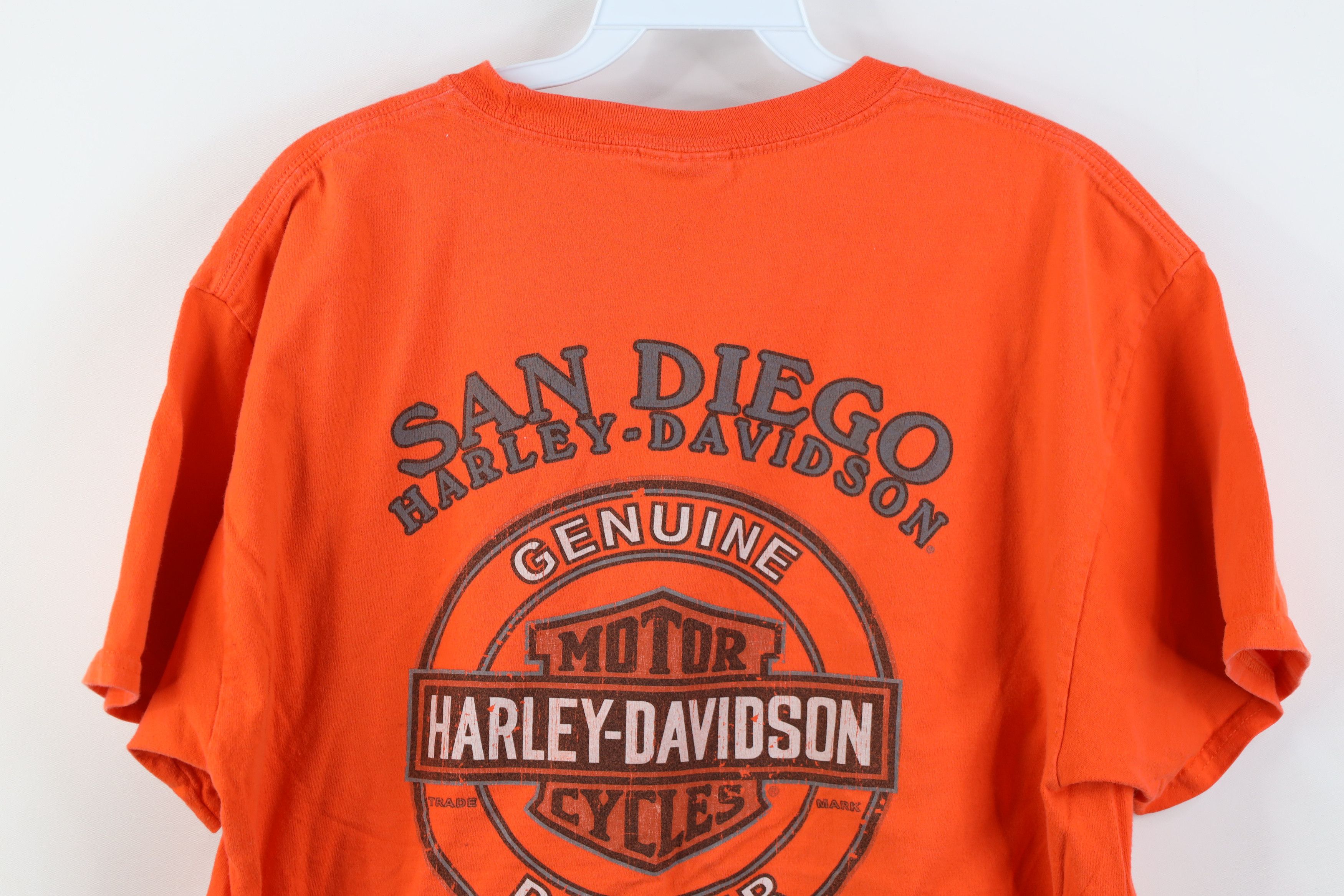Harley Davidson Vintage Y2K Harley Davidson Oil Pocket T-Shirt Orange Cotton Size US M / EU 48-50 / 2 - 13 Thumbnail