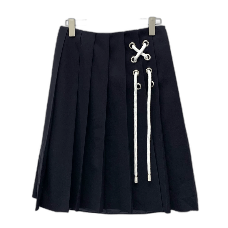 Prada Prada Deep Blue Pleated Wool Skirt Size 36" / US 14 / IT 50 - 1 Thumbnail