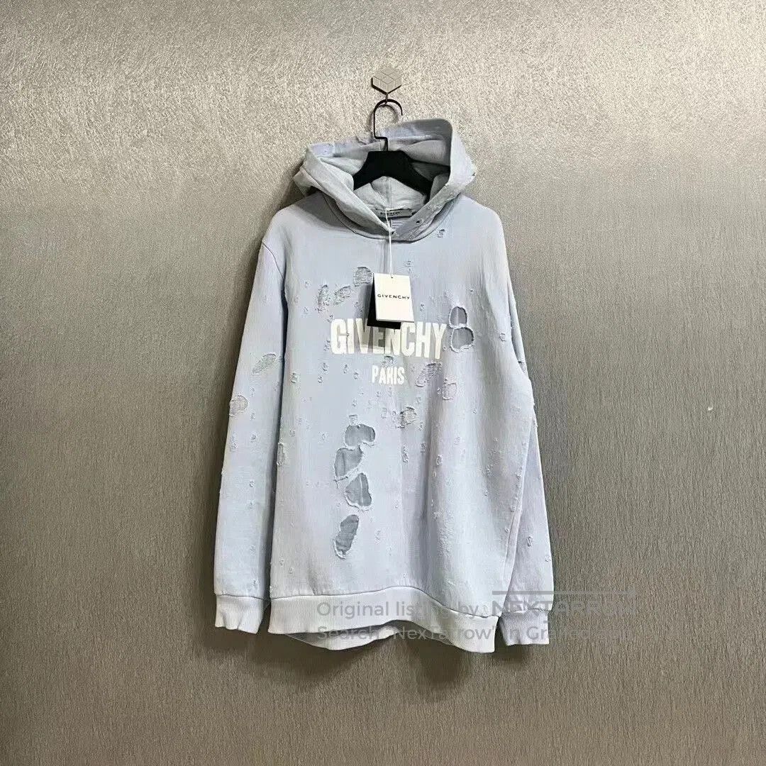 Givenchy givenchy blue oversized holey hoodie. Size XS / US 0-2 / IT 36-38 - 1 Thumbnail