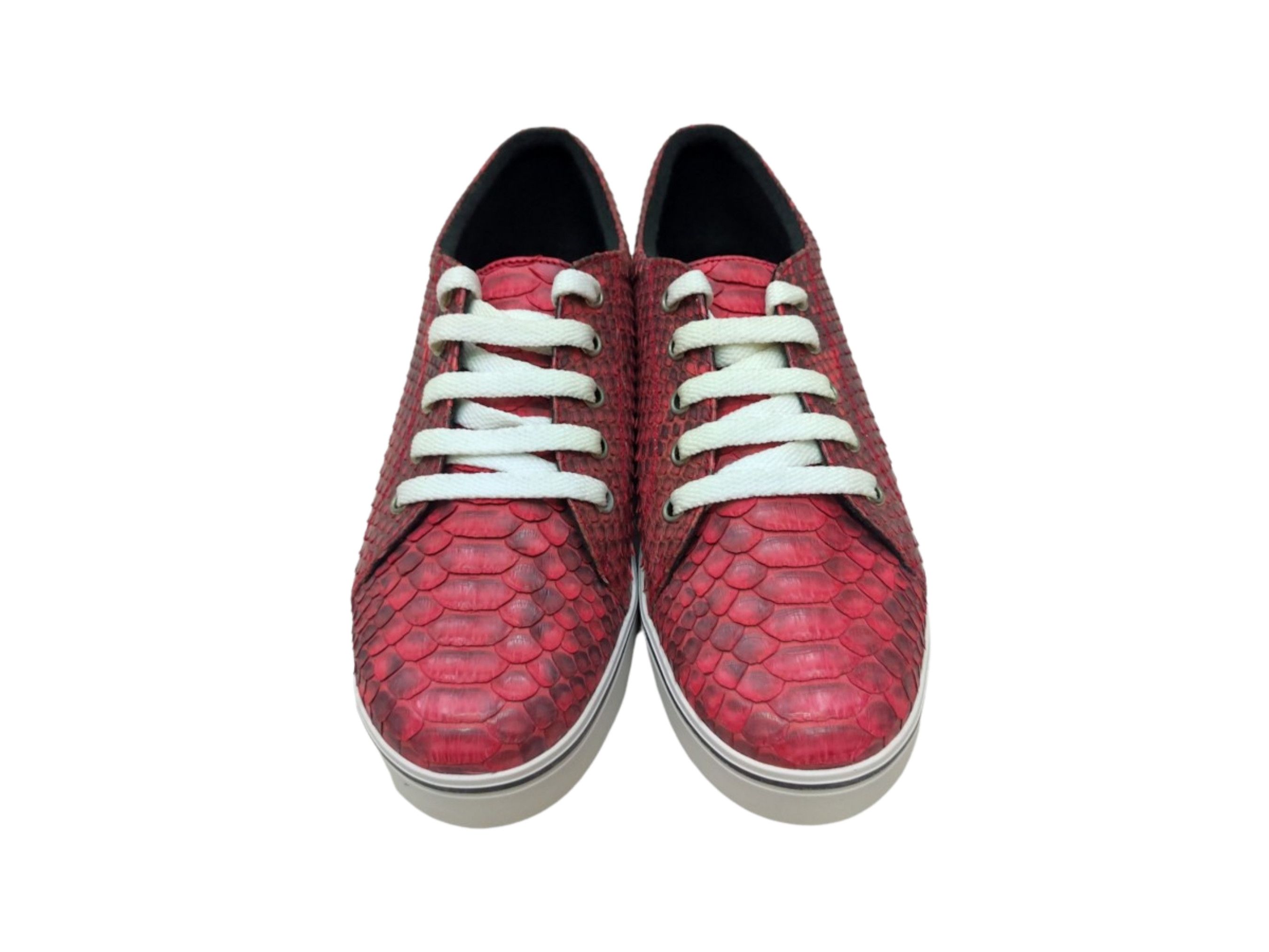Handmade Red Snakeskin Casual Sneakers Size US 6 / EU 39 - 2 Thumbnail