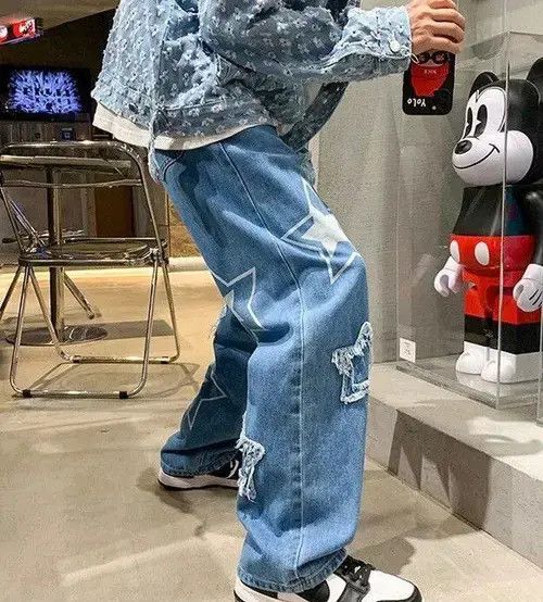 Japanese Brand Star Graphic Baggy Vintage Retro Jeans Pants Size US 32 / EU 48 - 3 Thumbnail