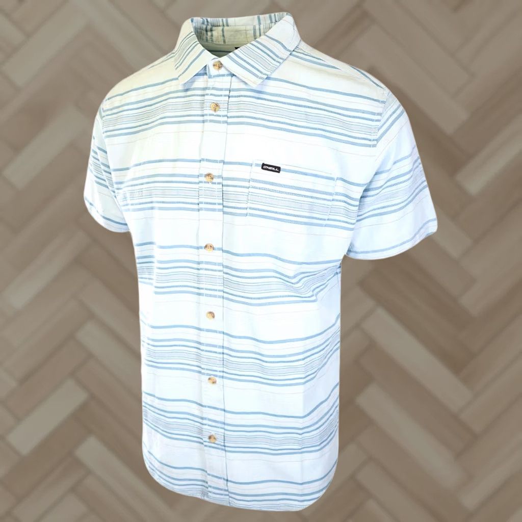 O'Neill O'Neill Men's Shirt Blue Seafaring Orange Line Stripe Pocket S/S (S11) Size US L / EU 52-54 / 3 - 1 Thumbnail