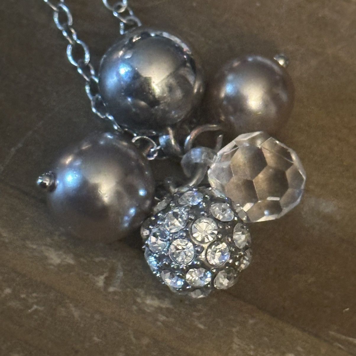 J.Crew J. Crew silver paved crystal ball & beads pendant necklace Size ONE SIZE - 4 Thumbnail