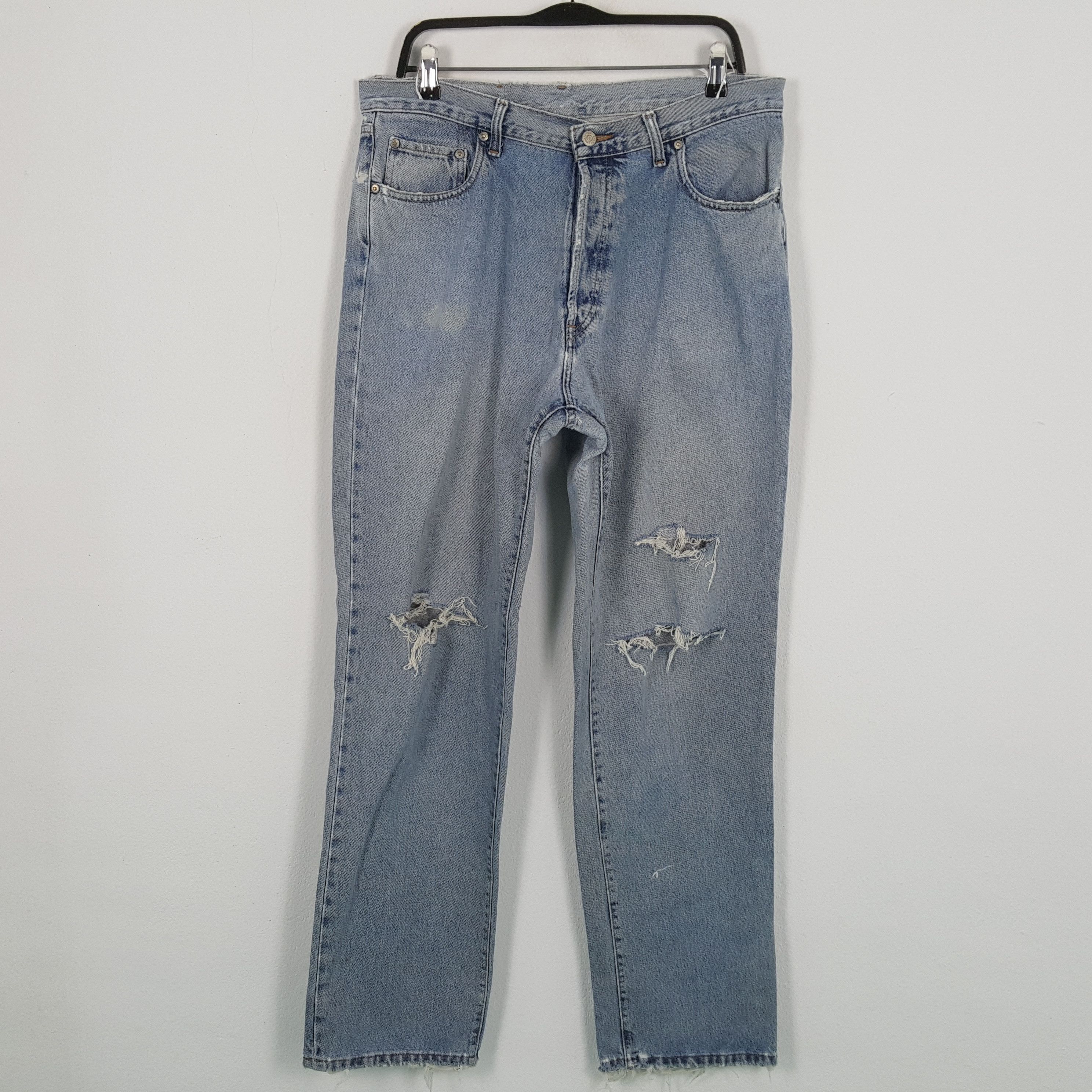 RRL Ralph Lauren × Ralph Lauren × Vintage RRL RALPH LAUREN Fashion Rock Style Distressed Jeans Size US 34 / EU 50 - 1 Thumbnail