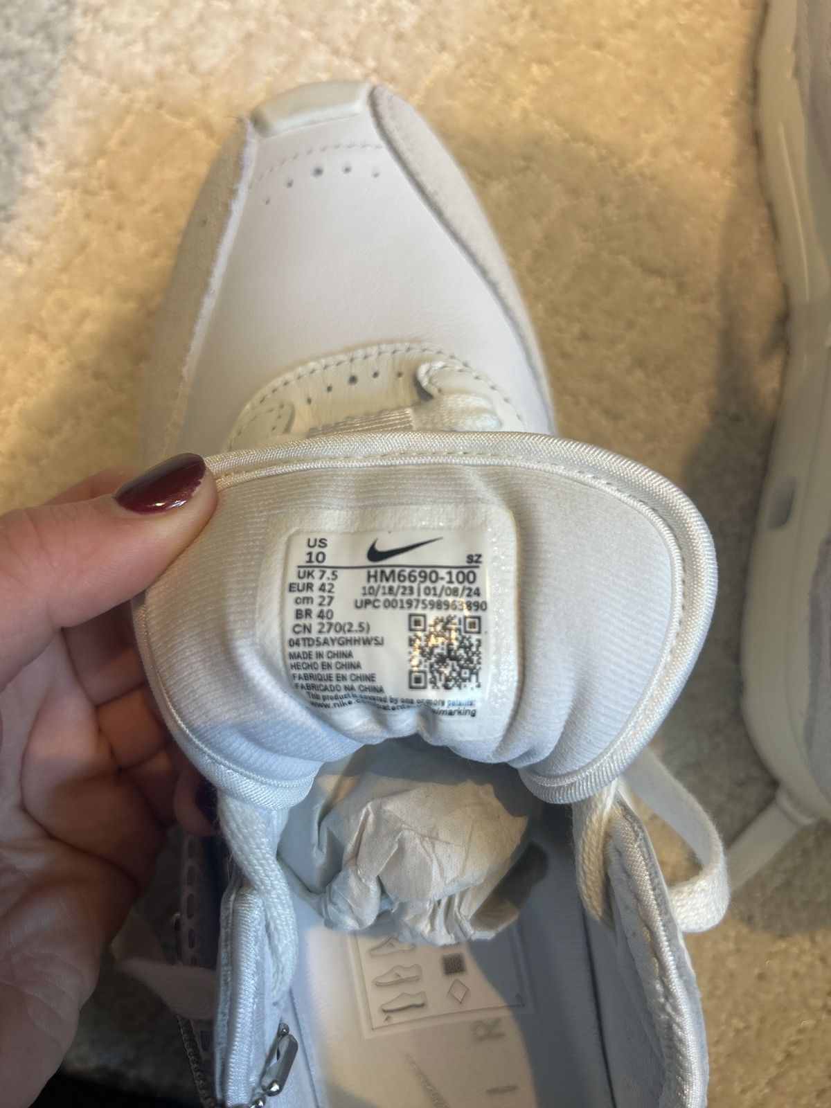 Jacquemus × Nike Nike x Jacquemus Air Max 1 White Sneakers Size US 10 / EU 43 - 6 Thumbnail
