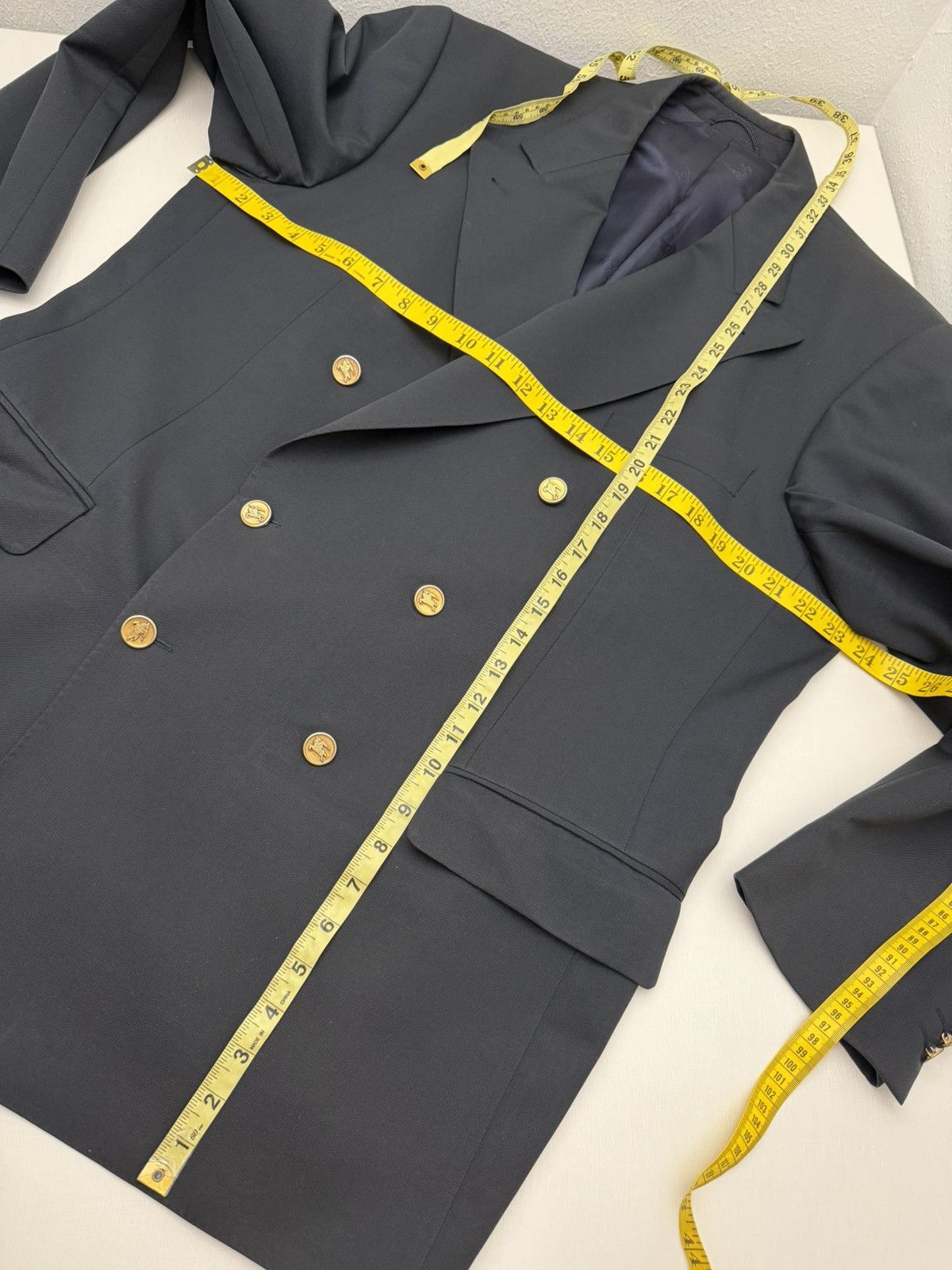 Burberry Vtg Burberrys Double Breasted Wool Blazer Gold Buttons 44R Size 44R - 7 Thumbnail