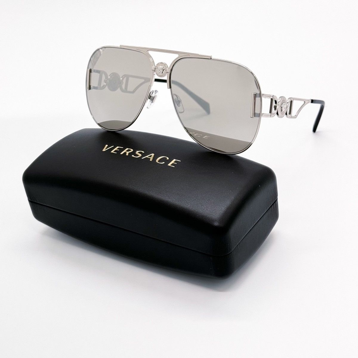 image of New Versace Mod 2255 1002/6G Silver Ve2255 10026G Sunglasses, Women's