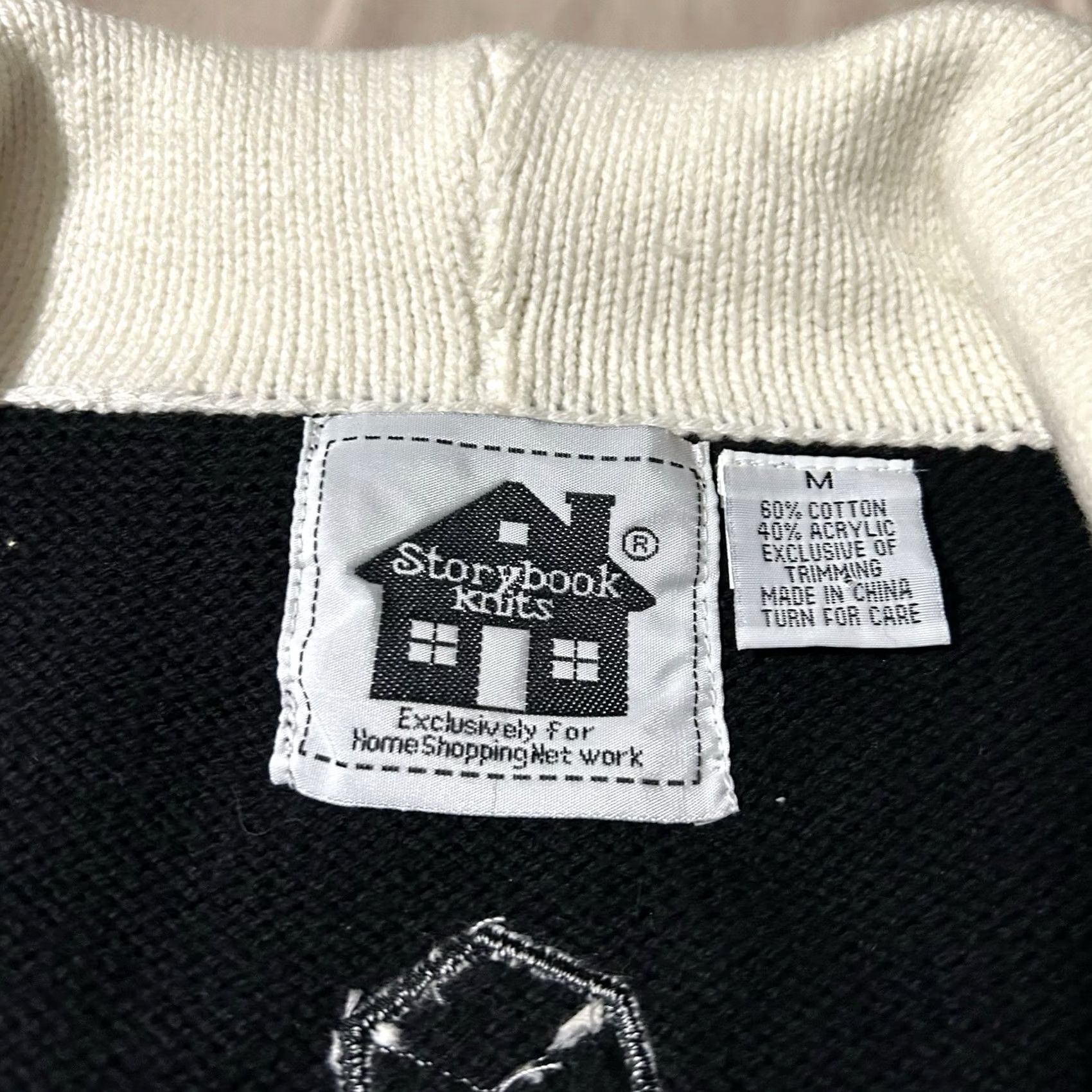 Vintage VINTAGE 90s Storybook Knits Cardigan Women M Black Dice Playing Cards Knit Cardigan Mens? Womens Size M / US 6-8 / IT 42-44 - 4 Thumbnail