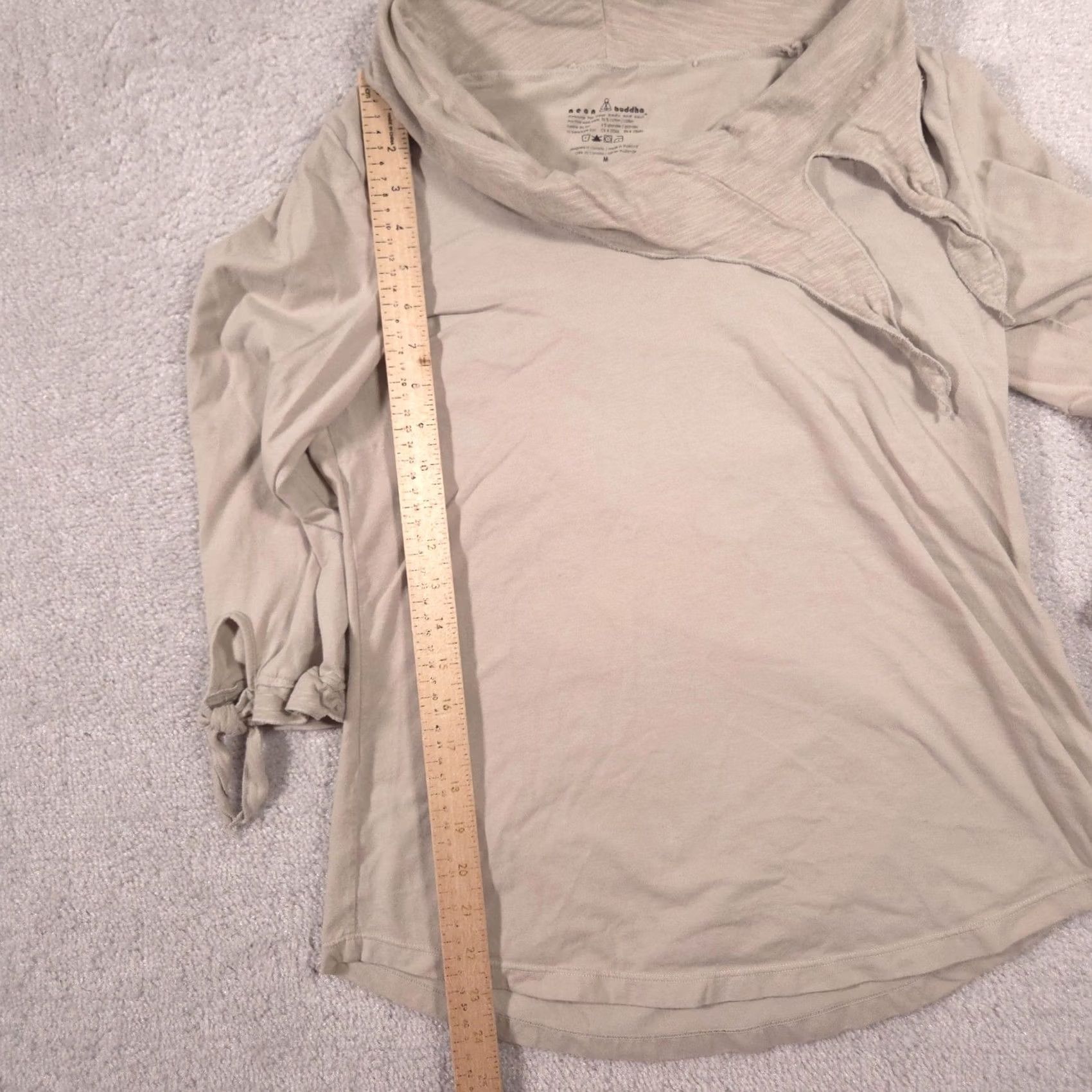 Vintage Neon Buddha Shirt Womens M Beige Cowl Neck 3/4 Sleeve Tunic Top Stretch Size M / US 6-8 / IT 42-44 - 6 Thumbnail