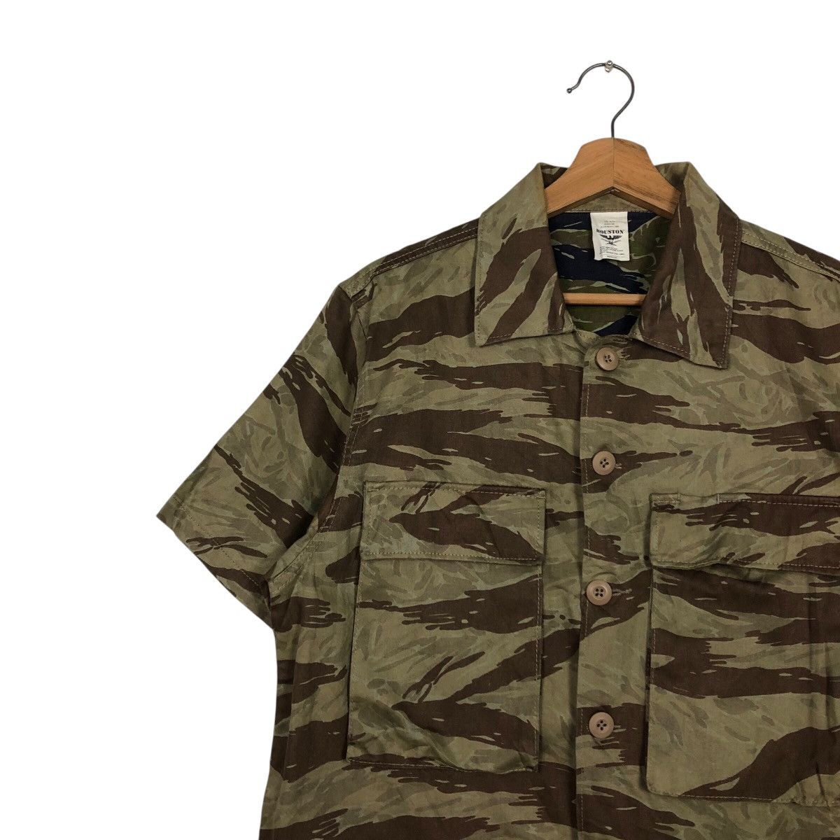 Vintage 📌Vintage Tiger Striped Camouflage Shirt Houstan Usa Size US M / EU 48-50 / 2 - 8 Thumbnail