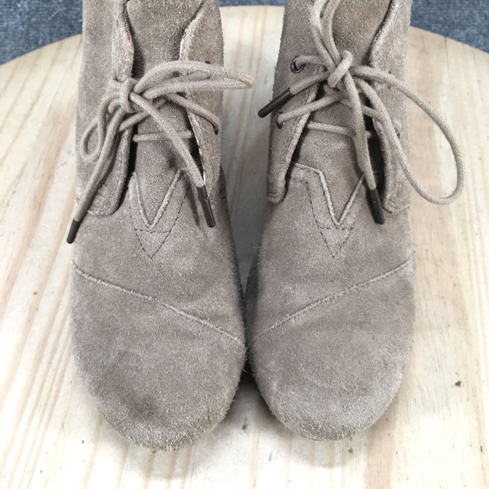 Toms Toms Ankle Booties Womens 10 Brown Kala Lace Up Wedge Heel Casual Leather Shoes 740817 Size US 10 / IT 40 - 6 Thumbnail