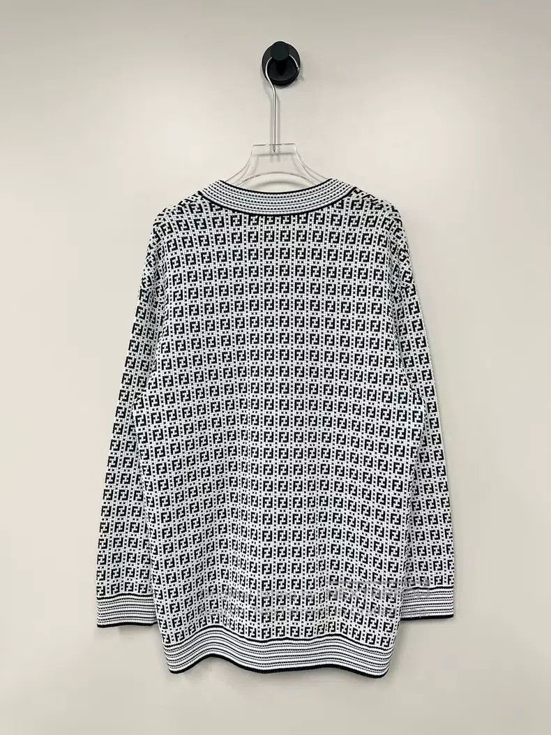 Fendi Fendi Black and white monogram logo knitted cardigan Size XXS / US 00 / IT 34 - 2 Thumbnail