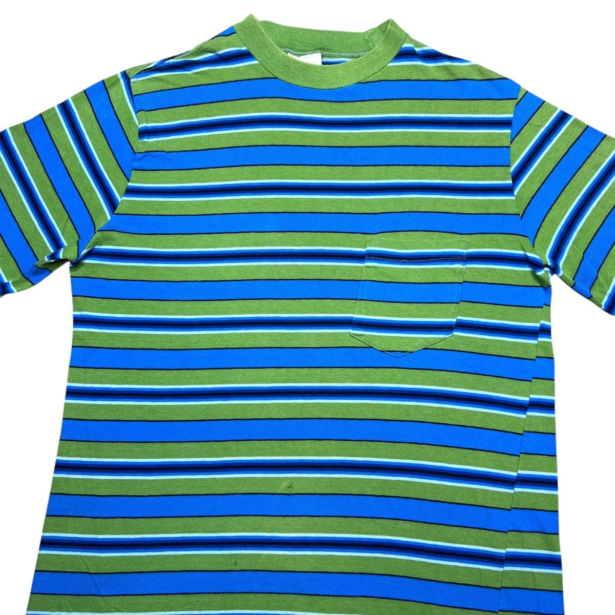 Vintage 1970s Penneys Towncraft The Inn Shop Green Blue Stripped Tee Size US M / EU 48-50 / 2 - 5 Thumbnail