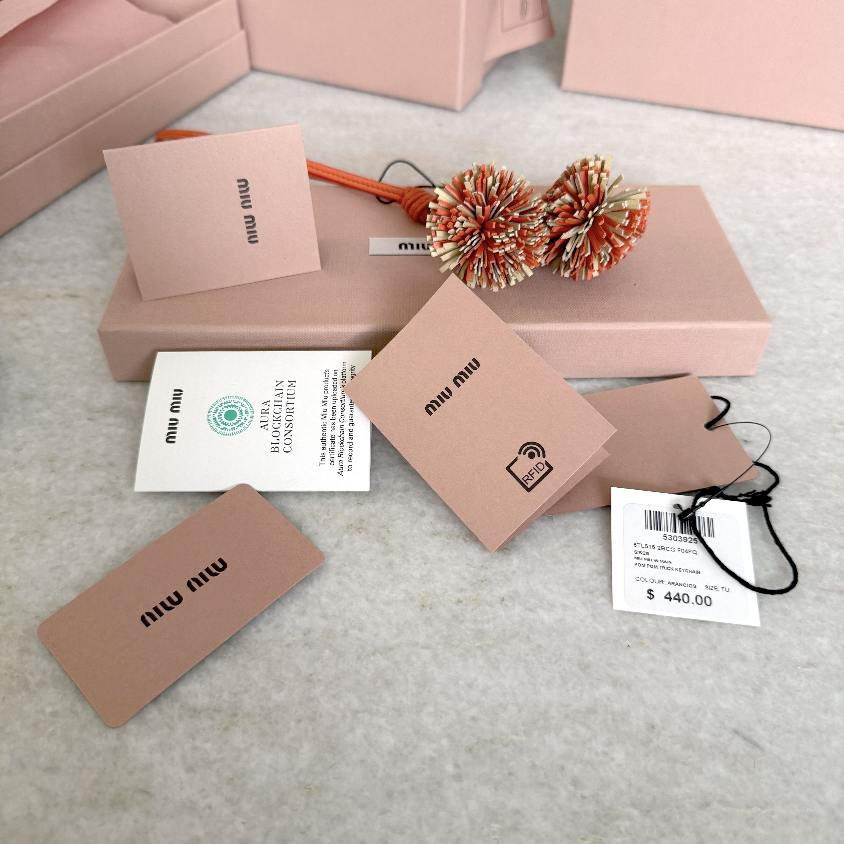 Miu Miu Miu Miu Pom Pom Charm 5TL516 Leather Bag Charm Trick Orange Size ONE SIZE - 11 Thumbnail
