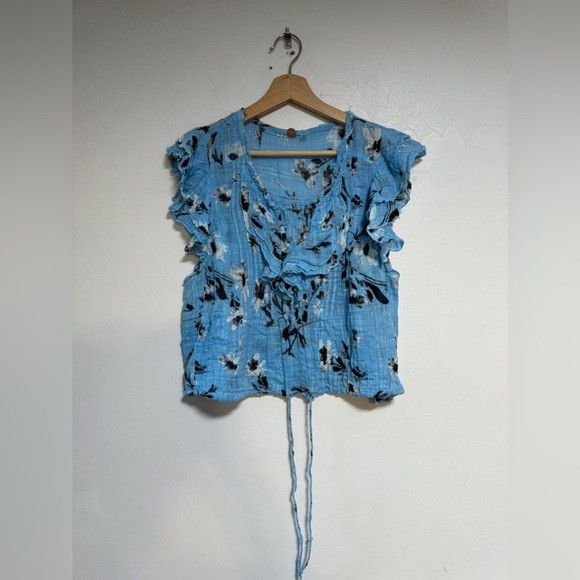 Free People Free People FP One Ruffle Sleeve Floral Blouse Blue Size S Size S / US 4 / IT 40 - 8 Thumbnail