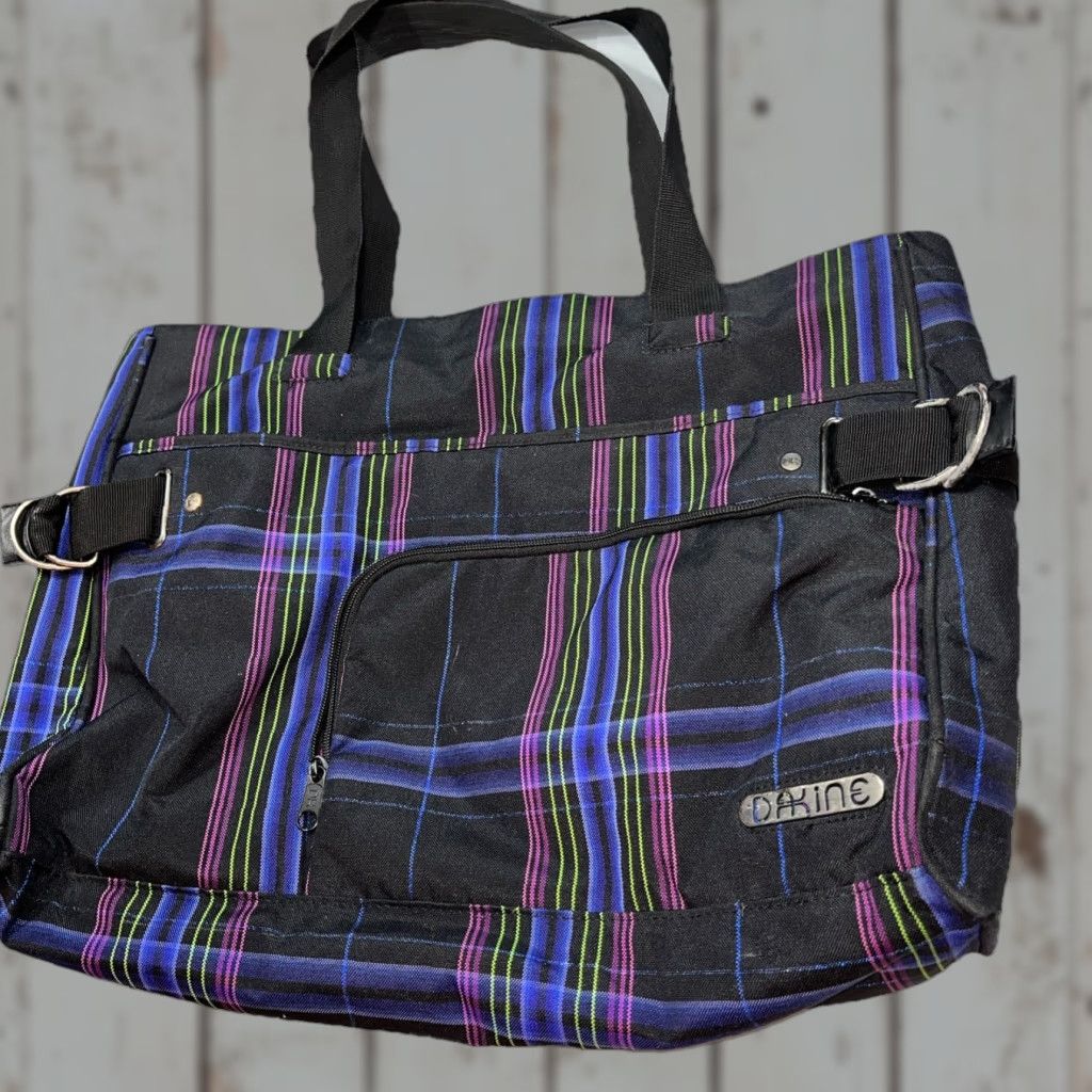 Dakine DAKINE TOTE Bag Black purple Lime Zip Padded Laptop Sleeve Multi Pockets Lg Size ONE SIZE - 1 Thumbnail