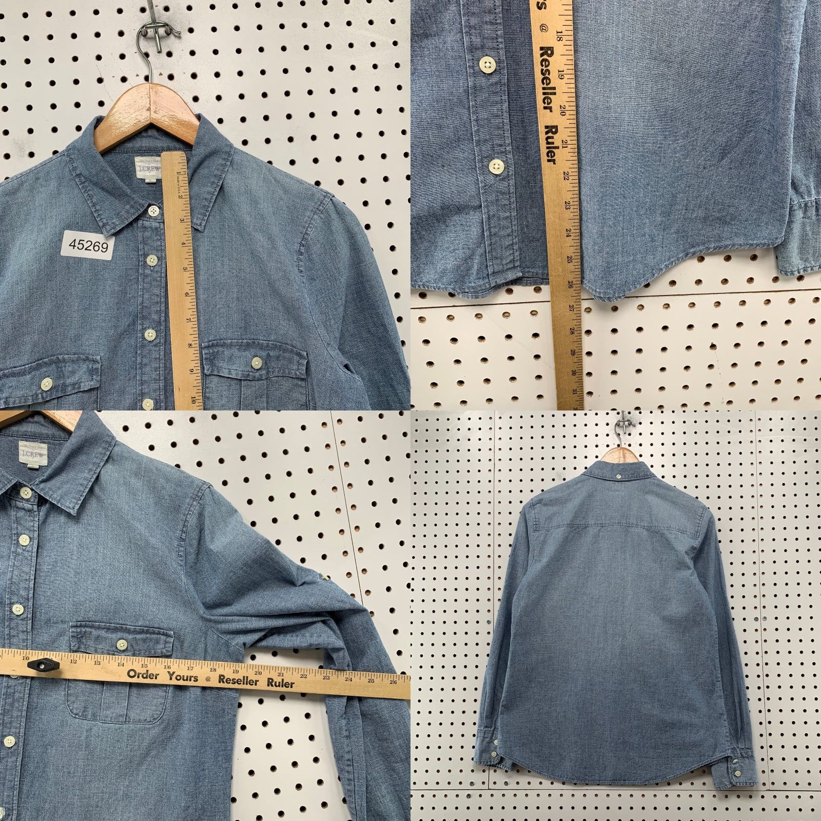 J.Crew J CREW Button-Up Shirt Womens Small Blue Denim Long Sleeve Retro Regular Size S / US 4 / IT 40 - 8 Thumbnail
