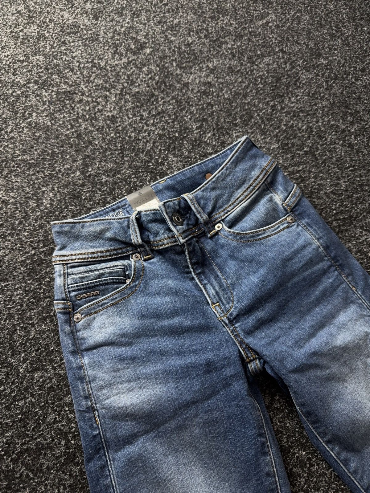 G-Star NWT 00s G-Star RAW Midge Mid Straight Jeans Blue Fade Y2K Size 23" - 6 Thumbnail