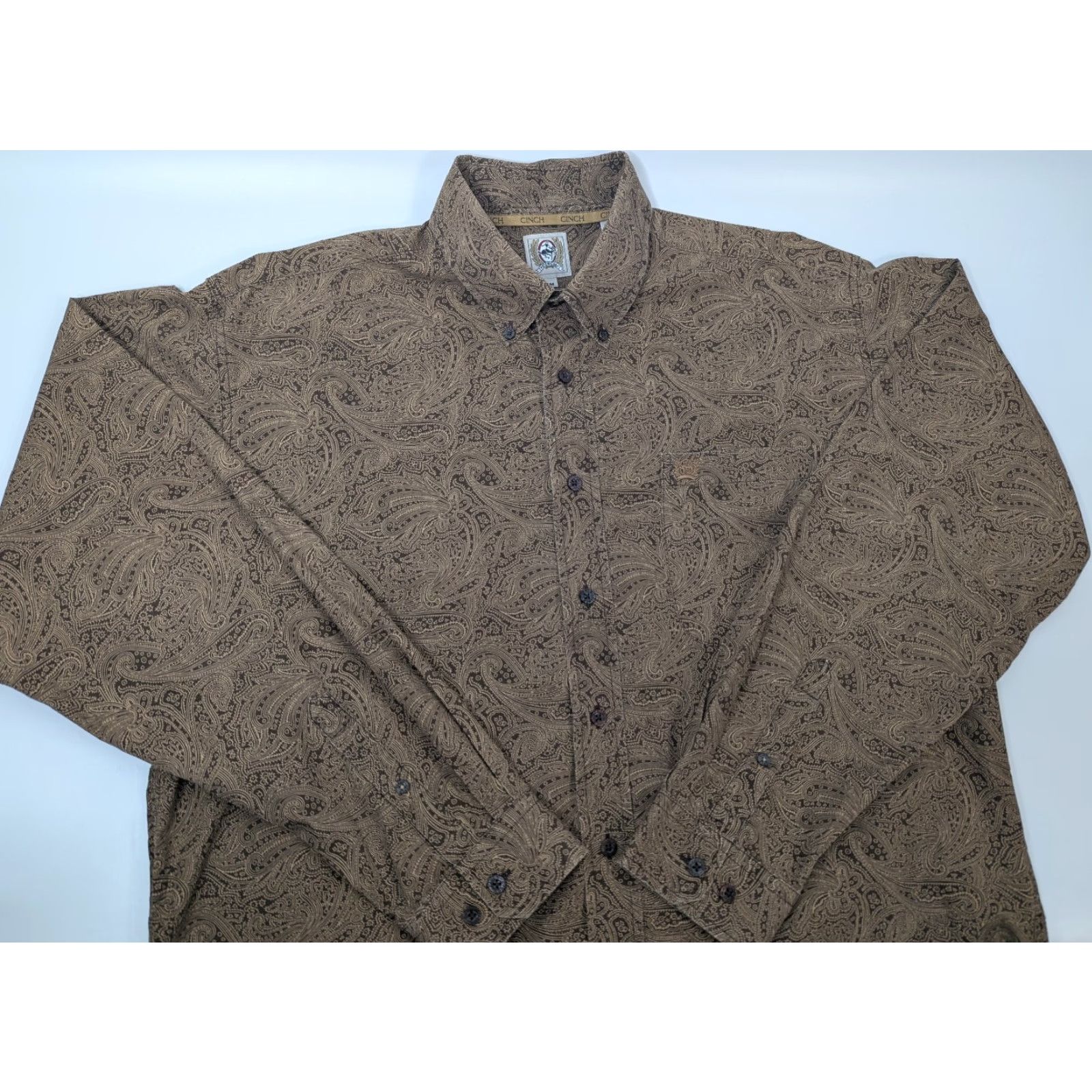 Vintage Cinch Shirt Mens M Brown Paisley Print Cotton Western Cowboy Rodeo Rancher Shirt Size US M / EU 48-50 / 2 - 6 Thumbnail