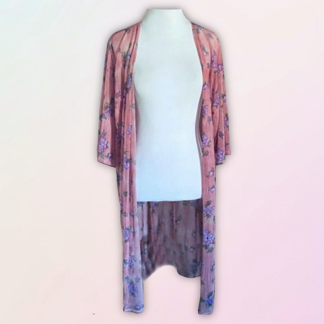 Vintage Tiffany & Grey, Retro, Red, Sheer, Striped Kimono/Cardigan Size ONE SIZE - 13 Thumbnail