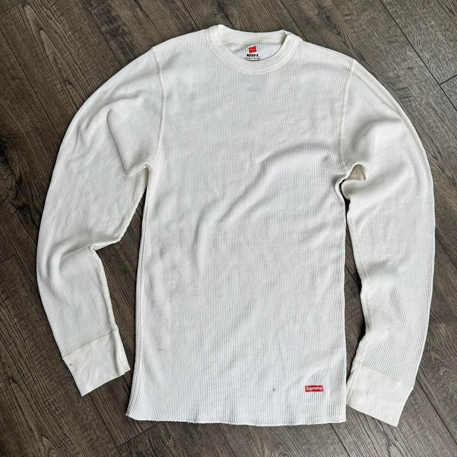 Supreme White Hanes Beef Supreme Longsleeve Waffle Thermal Shirt Grailed