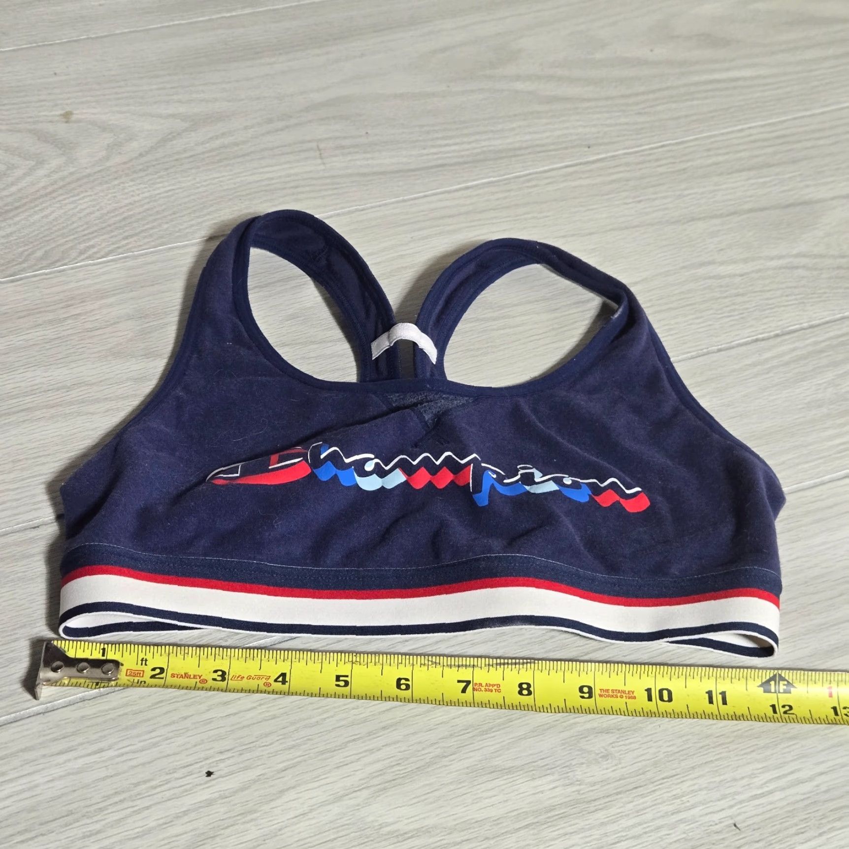 Champion VINTAGE? No — Actually not vintage. Champion Sports Bra Infinity Stripe Racerback Small Women S Blue Ac tivewear Bra Size ONE SIZE - 3 Thumbnail
