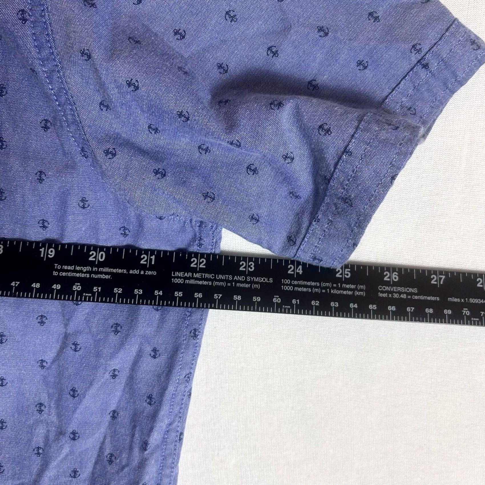 Vintage Free Planet Button-Up Shirt Mens L Blue Casual Boat Anchor All Over Print Size US L / EU 52-54 / 3 - 7 Thumbnail