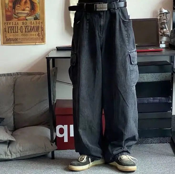 Jean × Vintage Korean Baggy Black Cargo Pants Size US 29 - 3 Thumbnail