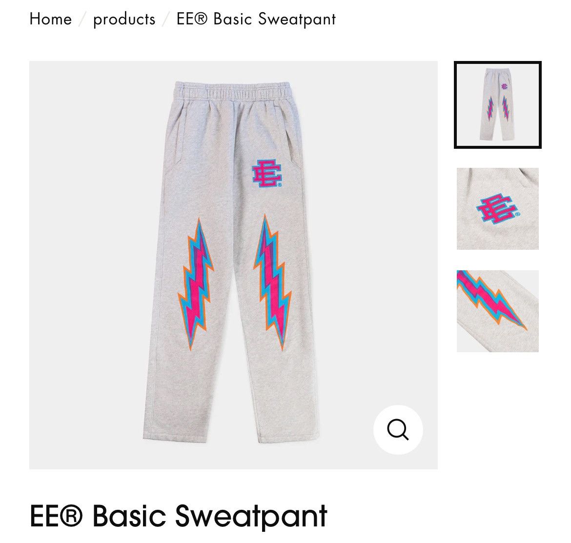 image of Eric Emanuel Ee Grey Violet Lightning Bolt Sweatpants Large, Men's (Size 32)