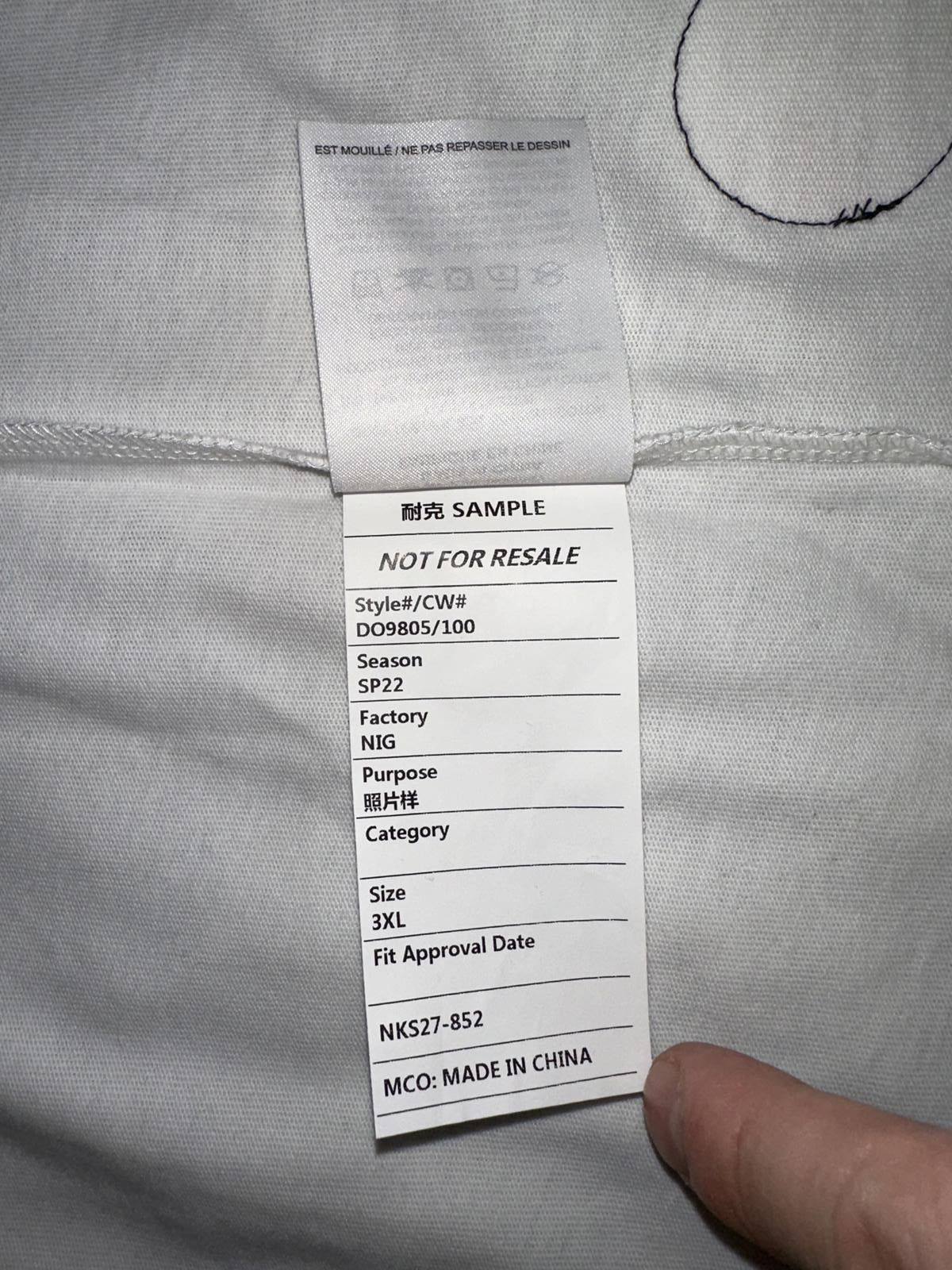 Nike Jordan Men’s Nina Chanel Abney White T-shirt Sample Size US XXL / EU 58 / 5 - 6 Thumbnail