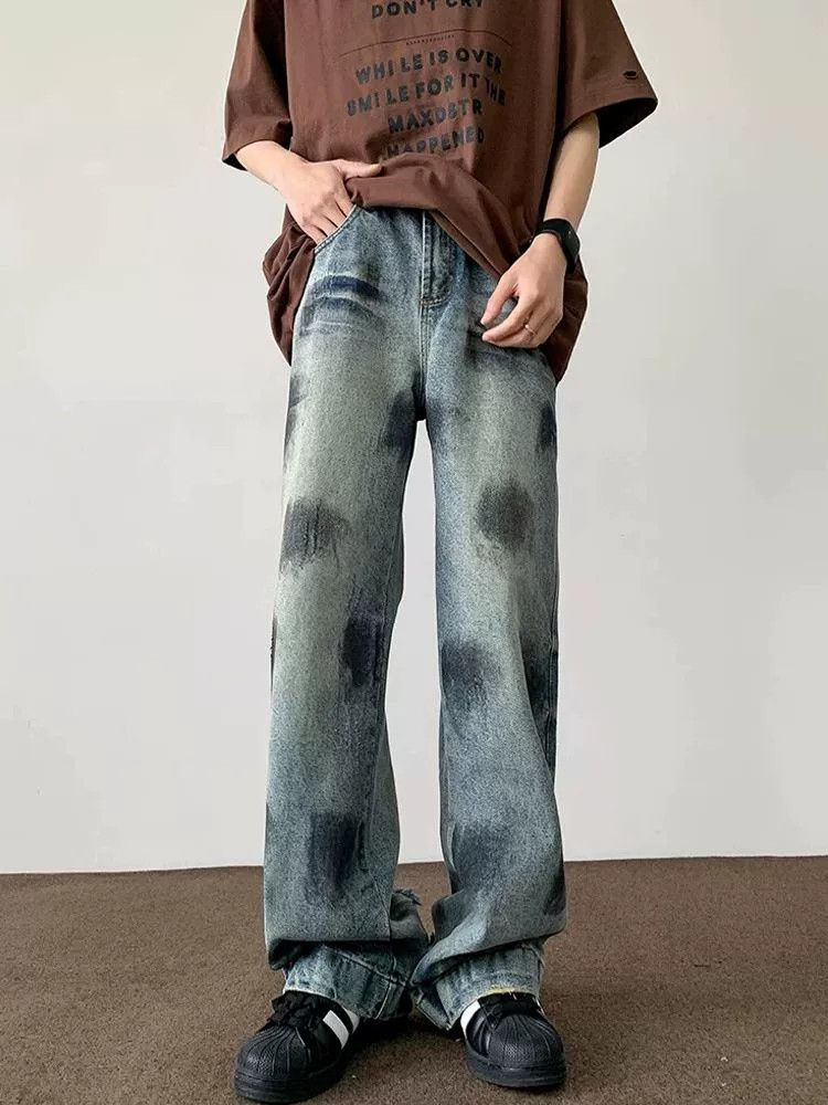 Vintage Men's American retro tie-dye washed ripped jeans Size US 32 / EU 48 - 1 Thumbnail