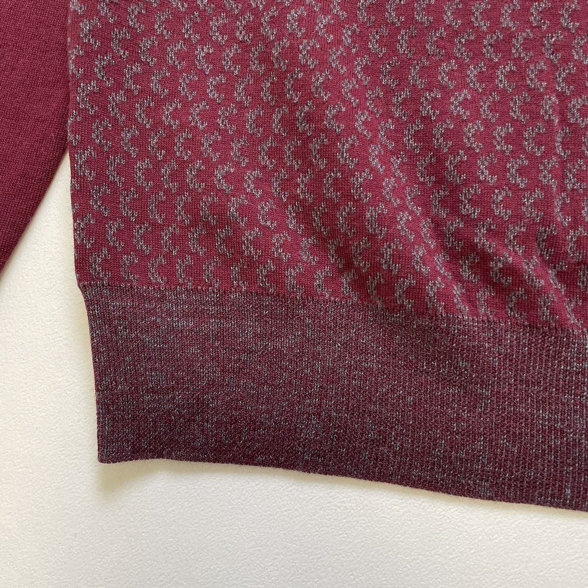 Maison Margiela A/W 13 Burgundy Patterned Wool Sweater Size US L / EU 52-54 / 3 - 17 Thumbnail