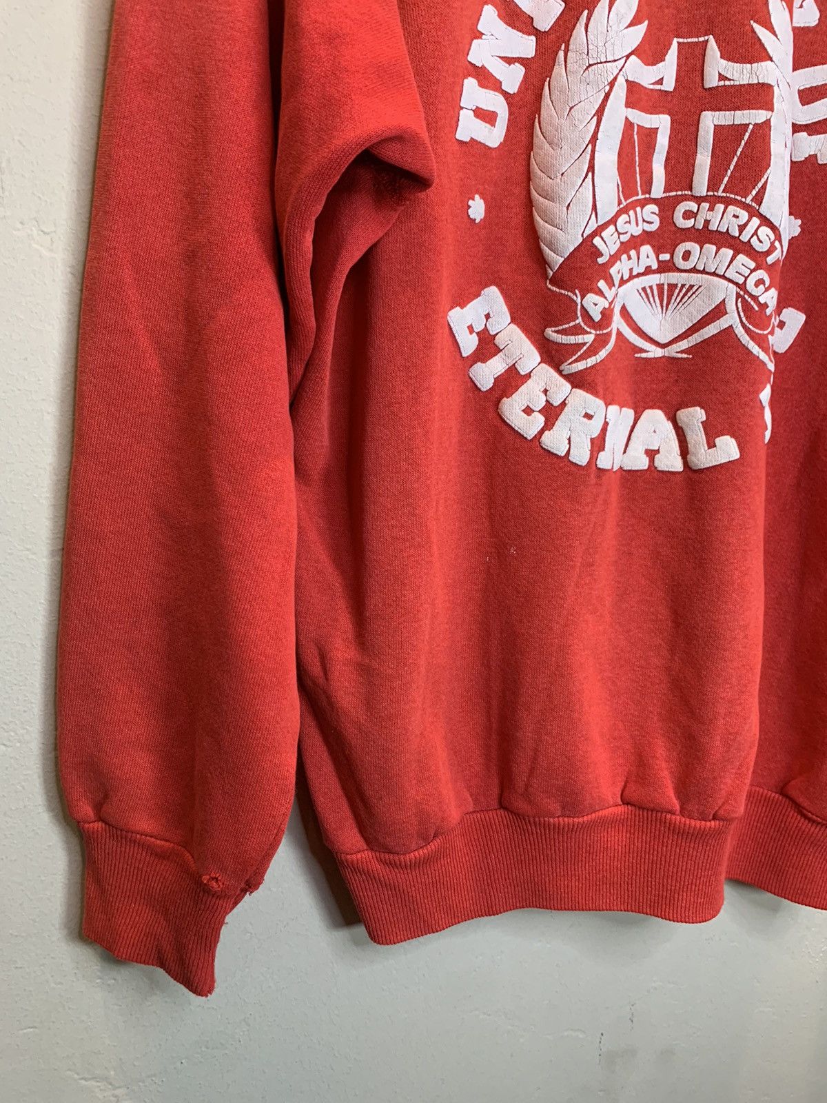 Vintage RARE Vintage 80s Jesus University of Eternal Life Sweatshirt Size US XL / EU 56 / 4 - 6 Thumbnail