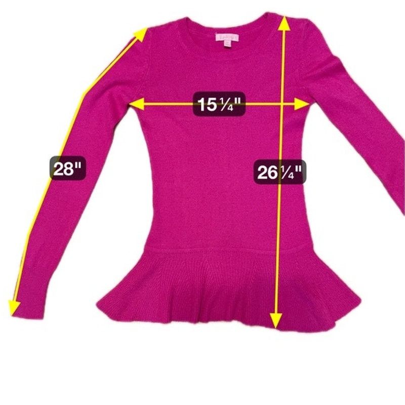 Lilly Pulitzer Lilly Pulitzer Hot Pink Peplum Ruffle Pullover Sweater Sz XS Size XS / US 0-2 / IT 36-38 - 7 Thumbnail