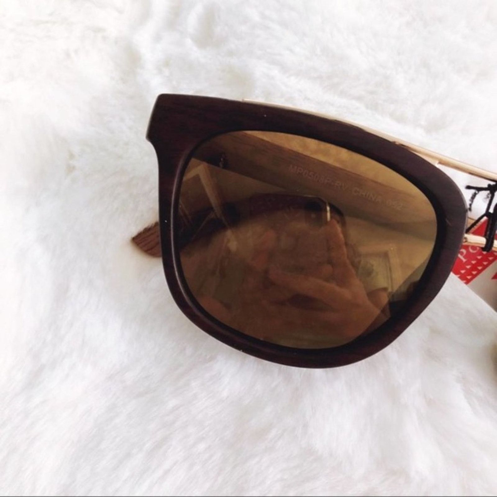 Other Lyle Dark Brown Wooden Polarized Sunglasses Size ONE SIZE - 5 Thumbnail