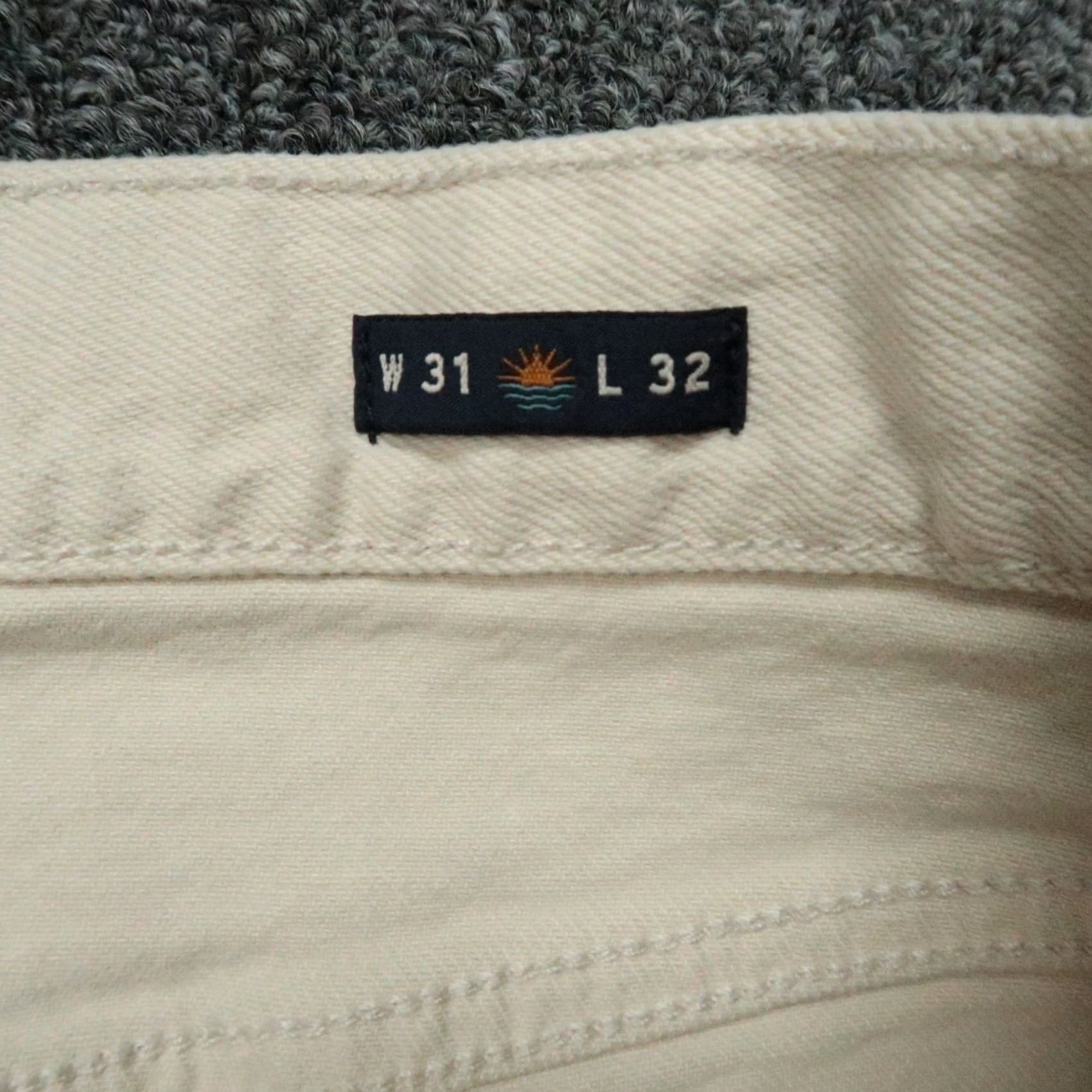 Faherty Faherty Jeans Mens 31x32 Stone Ivory 5-Pocket Straight Denim Cotton Stretch Regular Closure: Button, Zip Vintage: No Adult Mens Jeans Size US 31 - 5 Thumbnail