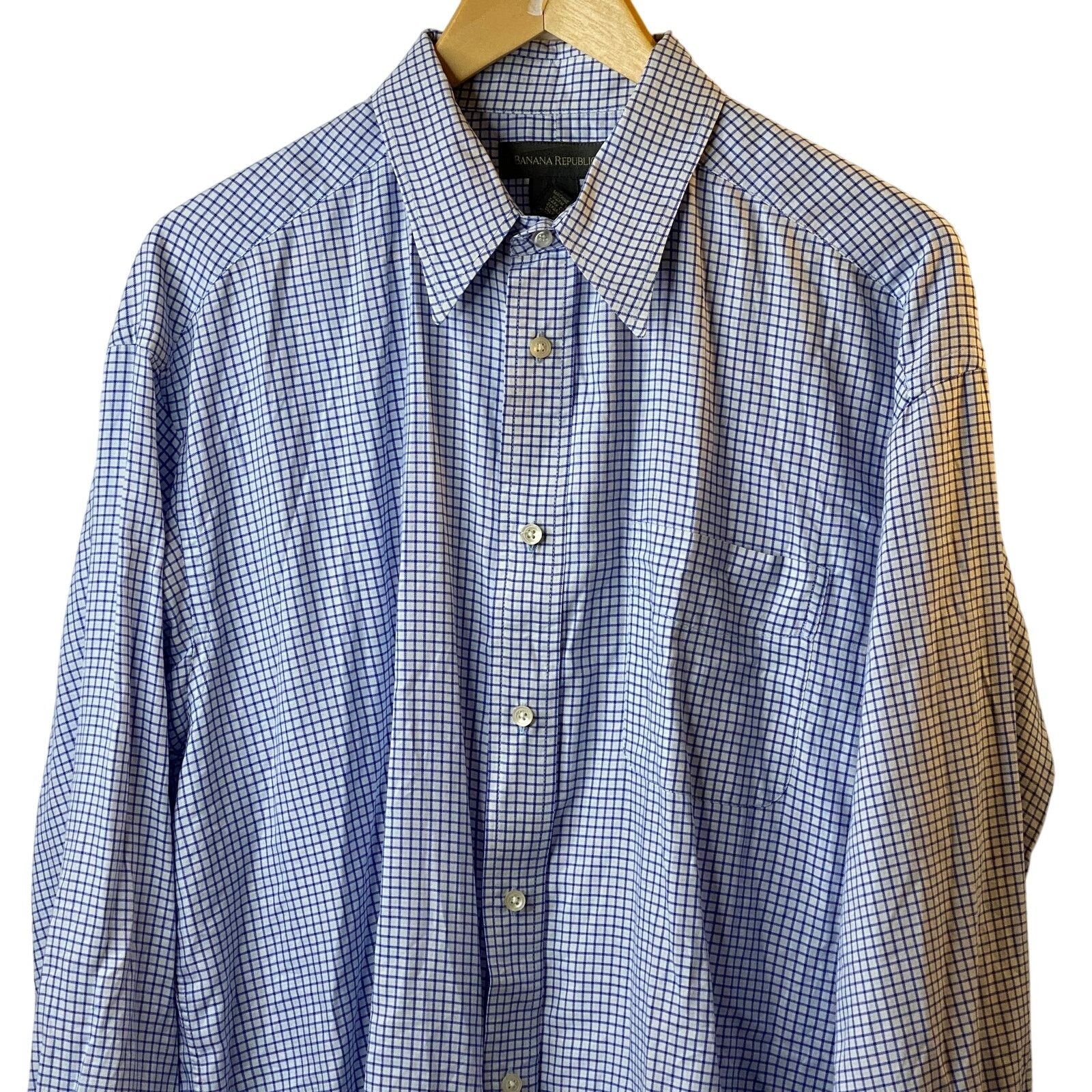 Banana Republic Banana Republic Blue Check Button Up Long Sleeve Shirt Large Size US L / EU 52-54 / 3 - 3 Thumbnail