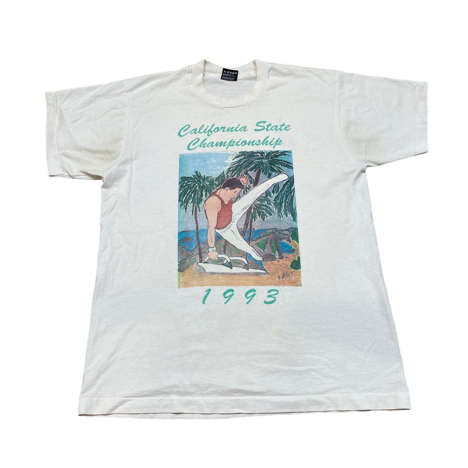 Fruit Of The Loom × Vintage VTG 90s California State Championship Gymnastics Shirt Large Size US L / EU 52-54 / 3 - 1 Thumbnail