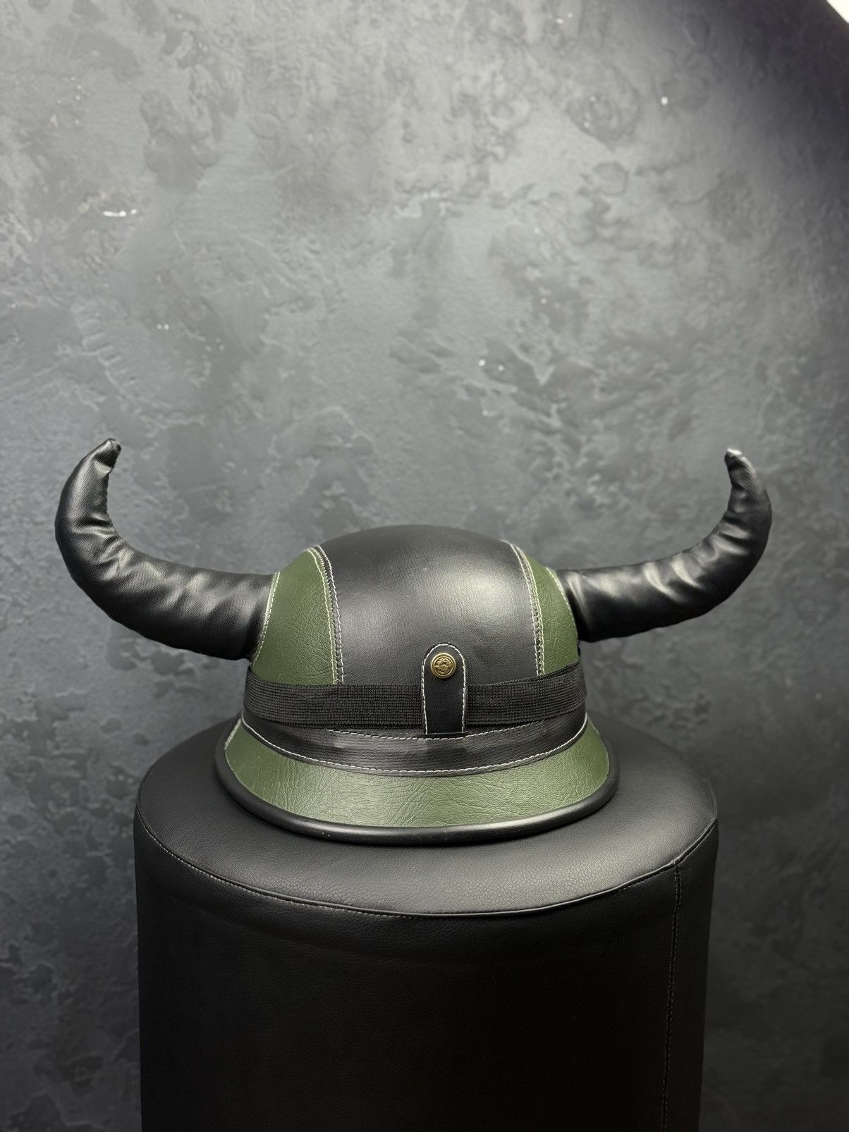 Harley Davidson Vintage Harley Davidson Leather Viking Horned Half Helmet Size ONE SIZE - 4 Thumbnail