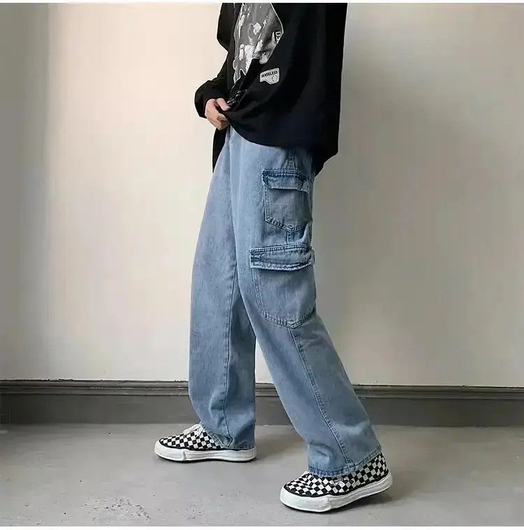 Japanese Brand Retro Straight Loose Multi Pocket Jeans Size US 34 / EU 50 - 6 Thumbnail