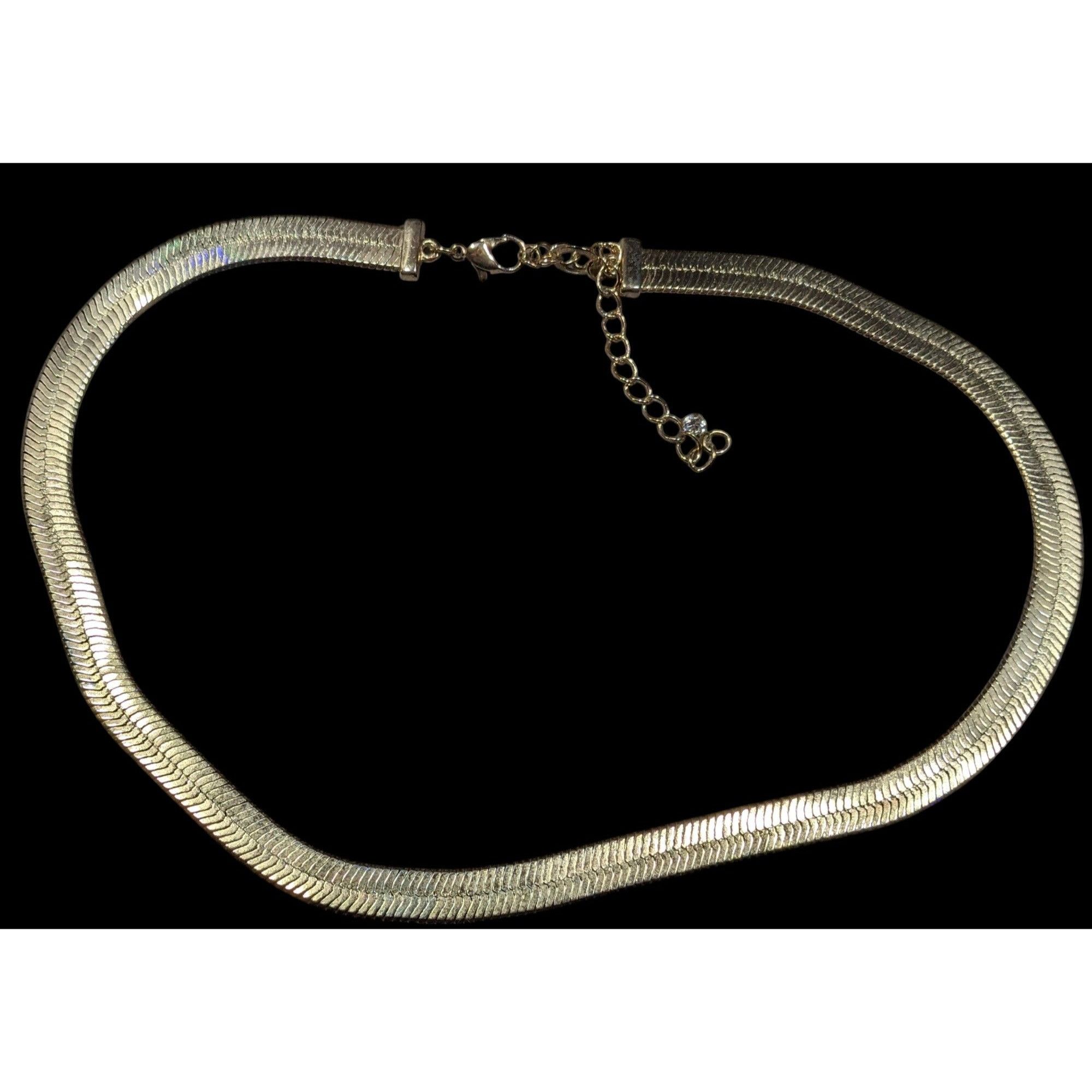 Other Classic Elegant Wide Herringbone Gold Tone Chain Necklace Size ONE SIZE - 1 Thumbnail