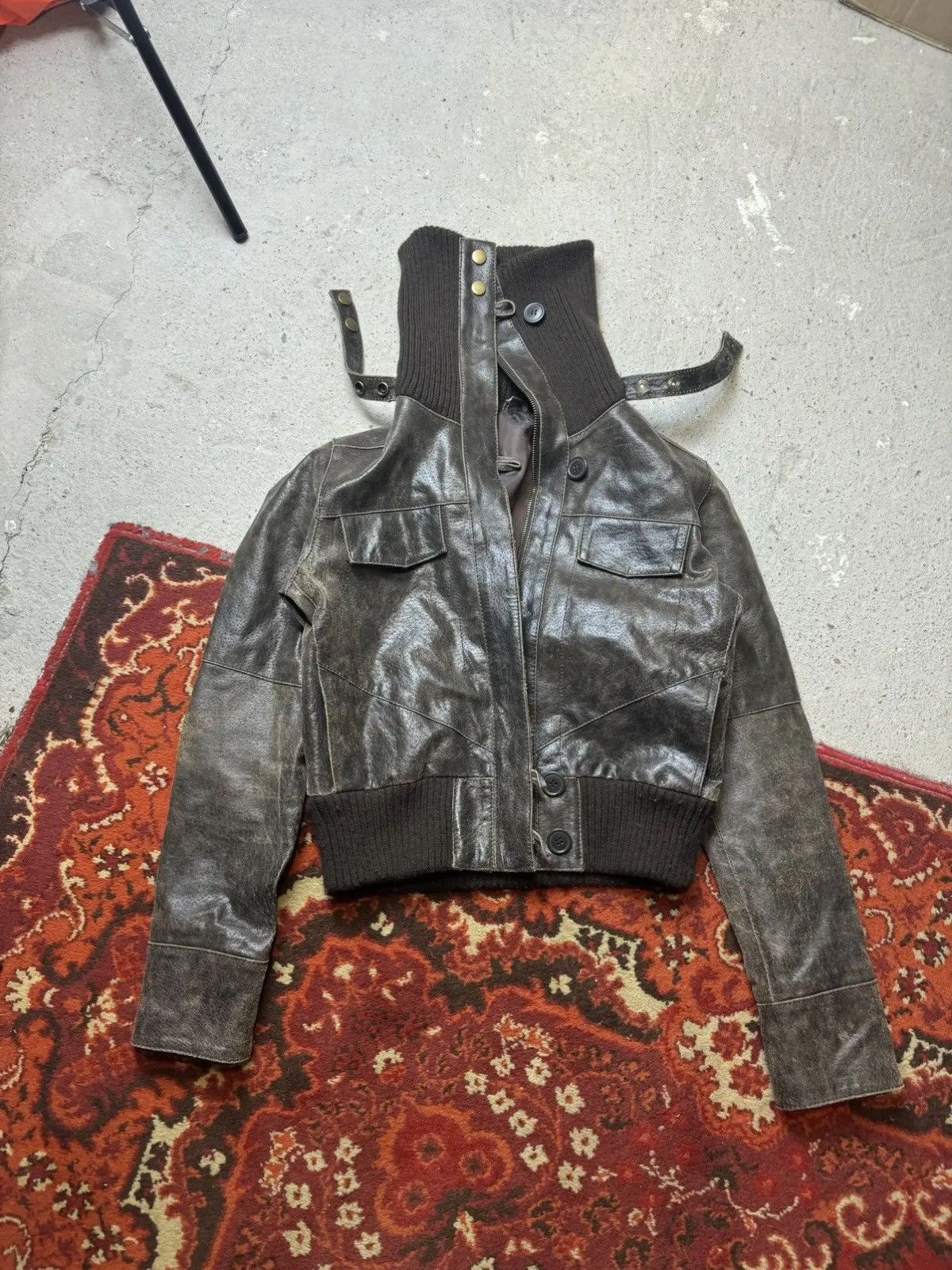 Japanese Brand Vintage Y2K BAY Ostrich Skin Leather Collar IfSixWas Style Size US S / EU 44-46 / 1 - 3 Thumbnail