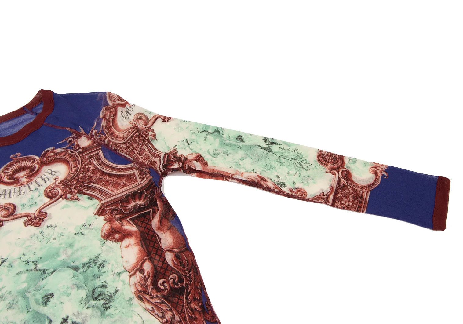 Jean Paul Gaultier Gothic Print Power Net Cut Sew Top in Blue Red Mint Size US M / EU 48-50 / 2 - 5 Thumbnail