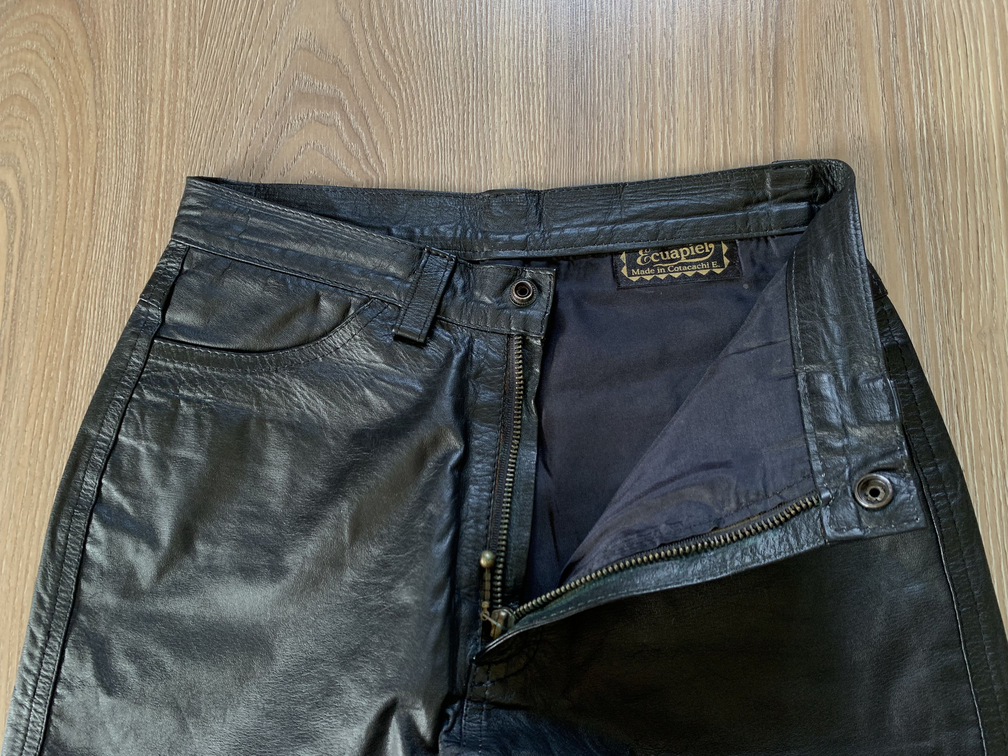 Leather Ecuapiel Unisex Vintage Classic Mens Black Leather Pants Size US 27 - 5 Thumbnail