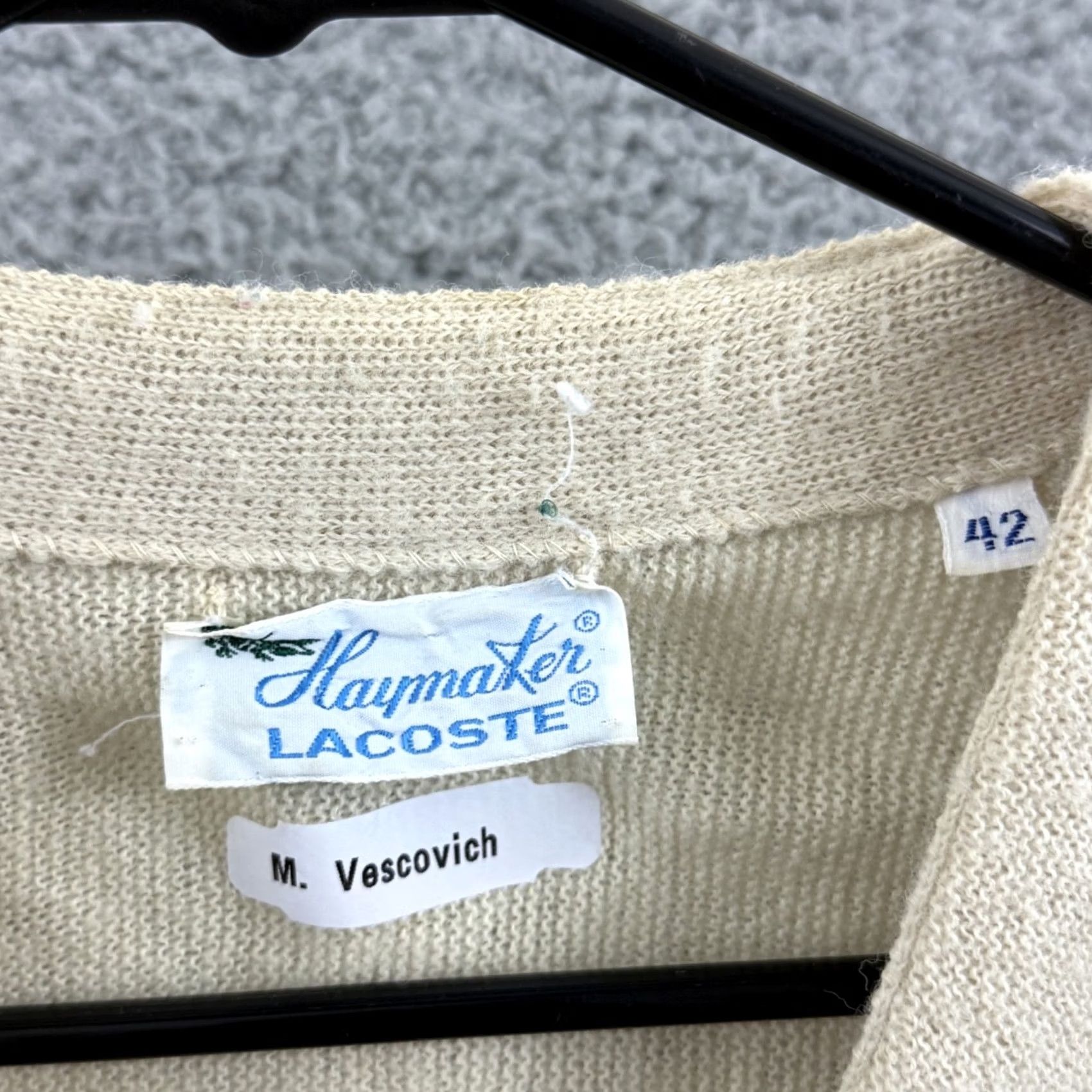 Lacoste VINTAGE Lacoste Sweater Men Large Beige 70s Long Sleeve Button Cardigan Size US L / EU 52-54 / 3 - 6 Thumbnail