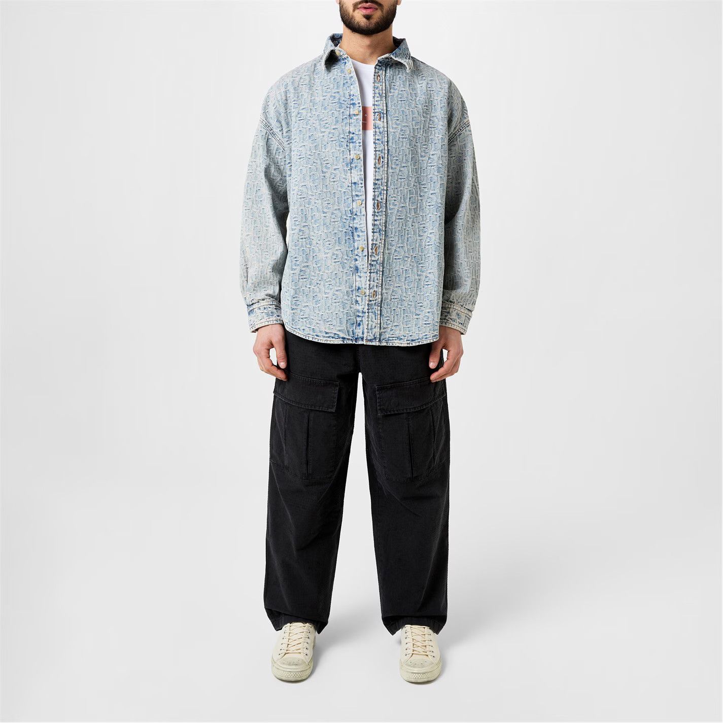 Acne Studios o1g2r1mq0825 Monogram Shirt in Blue/Beige Size US L / EU 52-54 / 3 - 5 Thumbnail