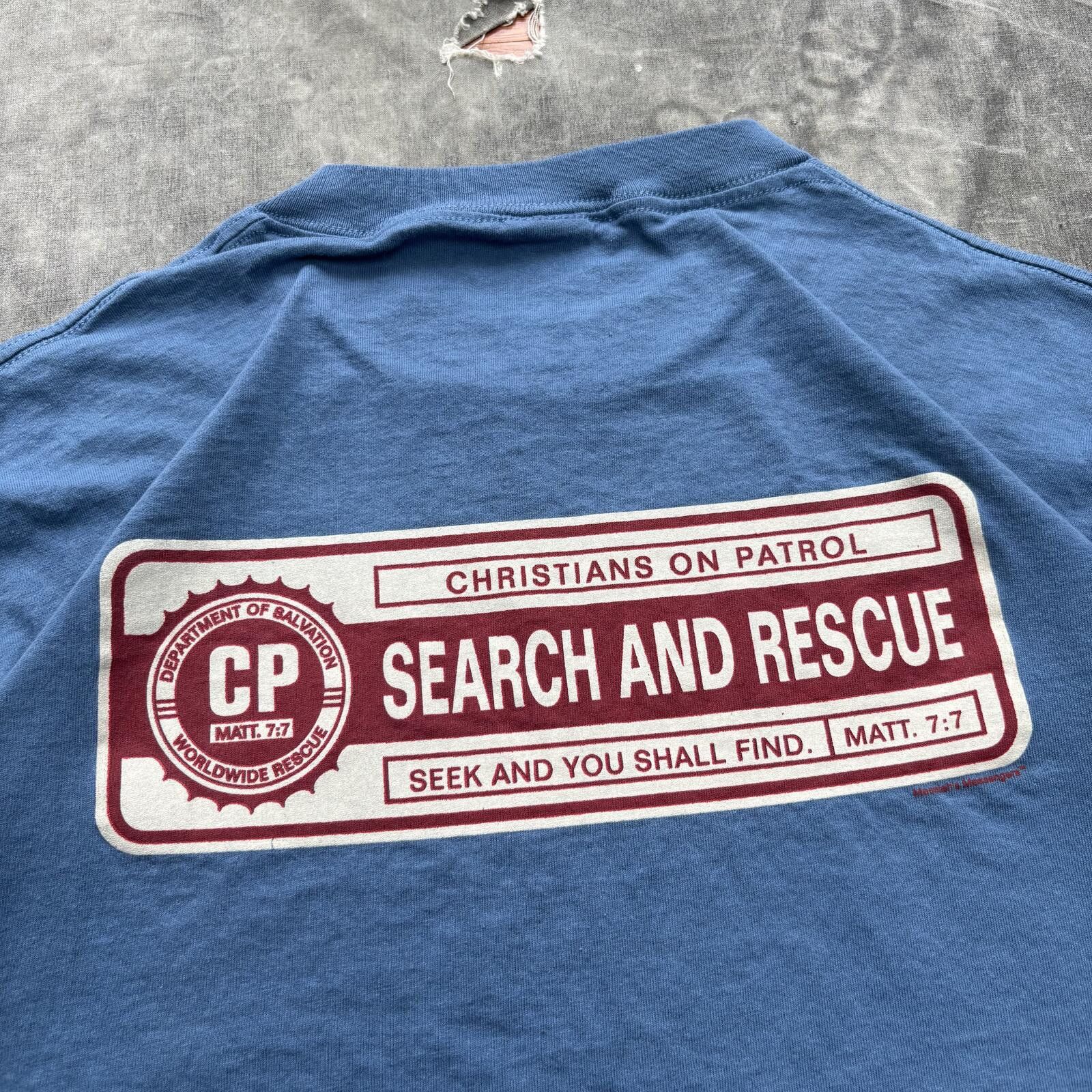 Delta Vintage Christians On Patrol Salvation Funny Religious Shirt Size US XL / EU 56 / 4 - 3 Thumbnail