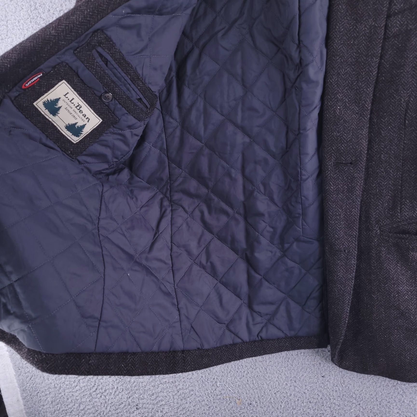 Vintage VINTAGE LL Bean Mens Jacket Gray Shetland Wool Primaloft Quilt Lined Insulated Coat 42R Size US XS / EU 42 / 0 - 3 Thumbnail