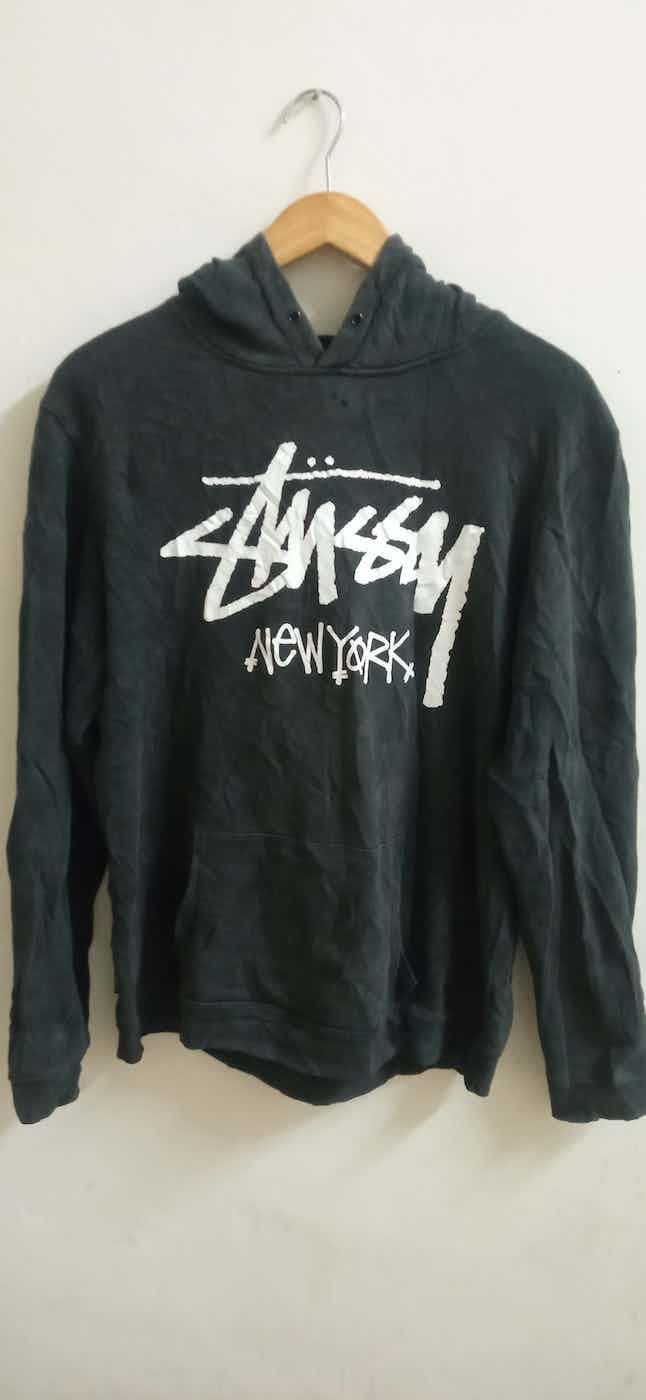 image of Stussy New York Sunfaded Hoodie in Vintage Black, Men's (Size Large)