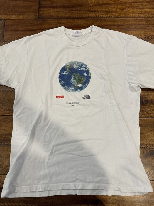 Supreme the north face store one world tee white